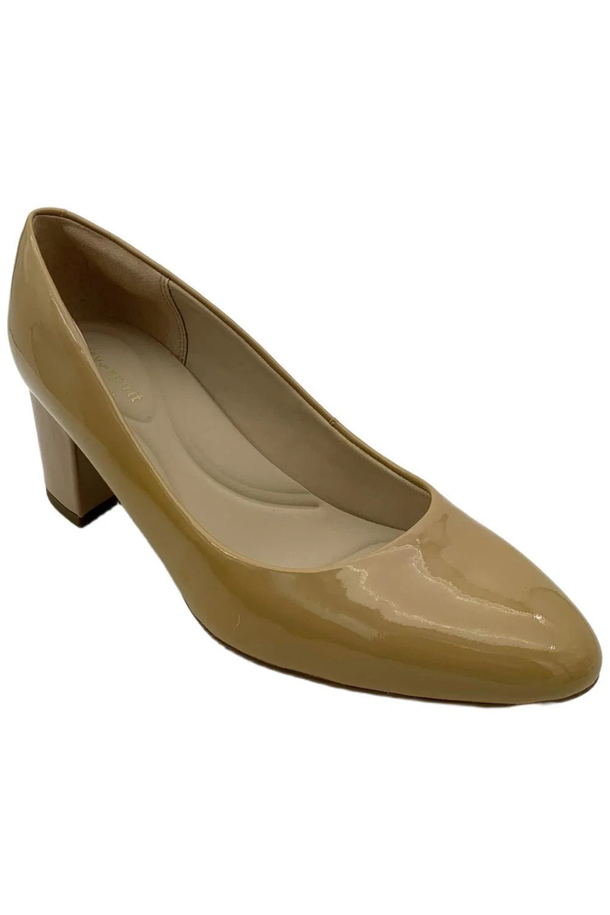 Easy Spirit Women's Eflex Cosma Slip-on Patent Block Heel Pumps Nude - Wide